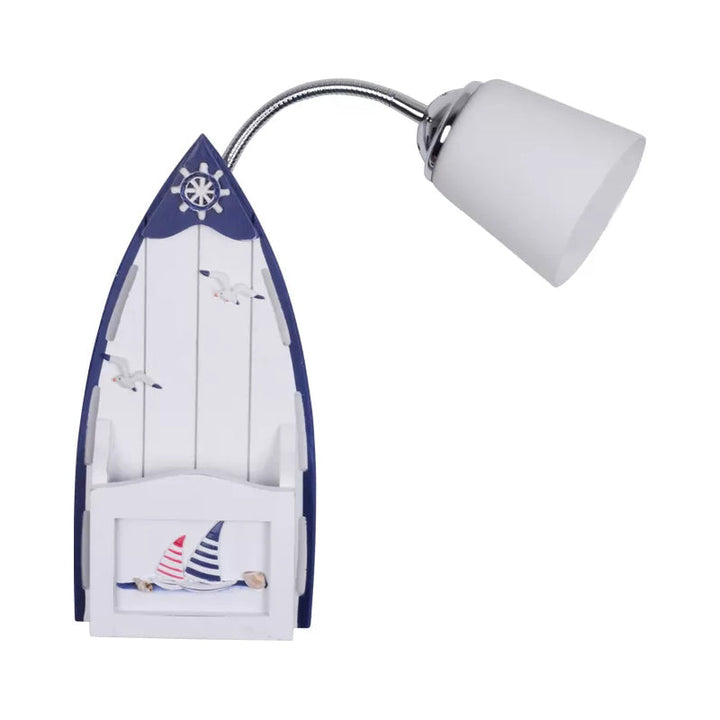 Skørter | Nautical Ship Wall Lantern with Bucket Shade 1 Head Glass Wall Lamp in Blue for Nursing Room