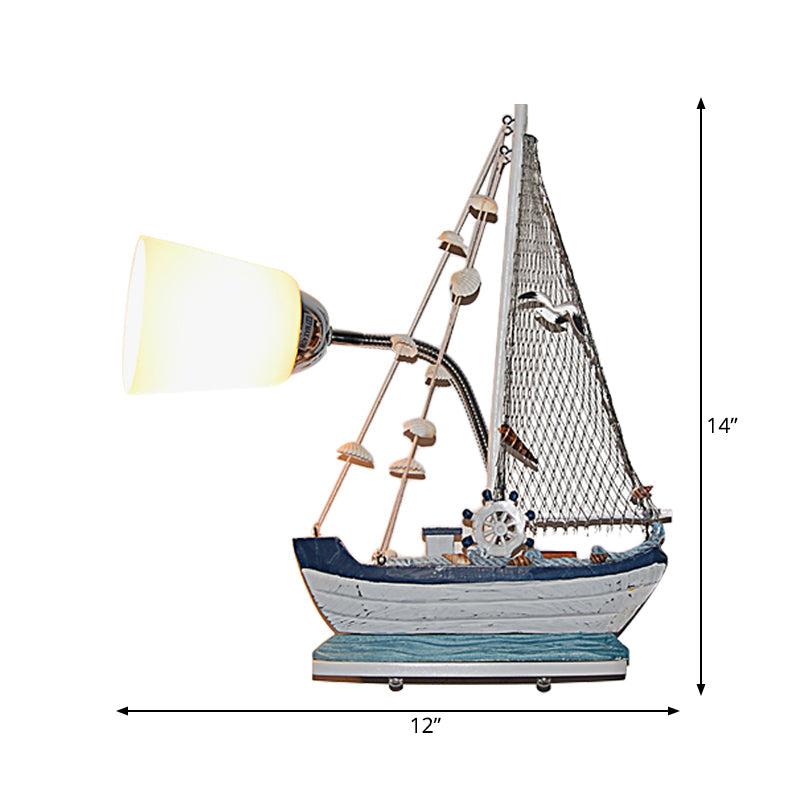 Skørter | Nautical Ship Wall Lantern with Bucket Shade 1 Head Glass Wall Lamp in Blue for Nursing Room