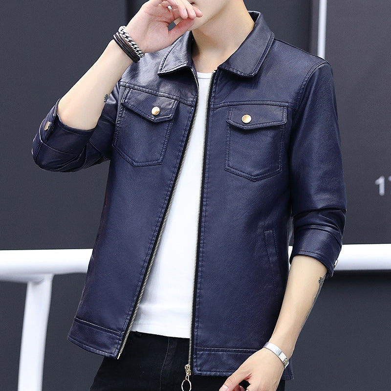 Men's Stylish Leather Jacket with Practical Pockets Lisslune