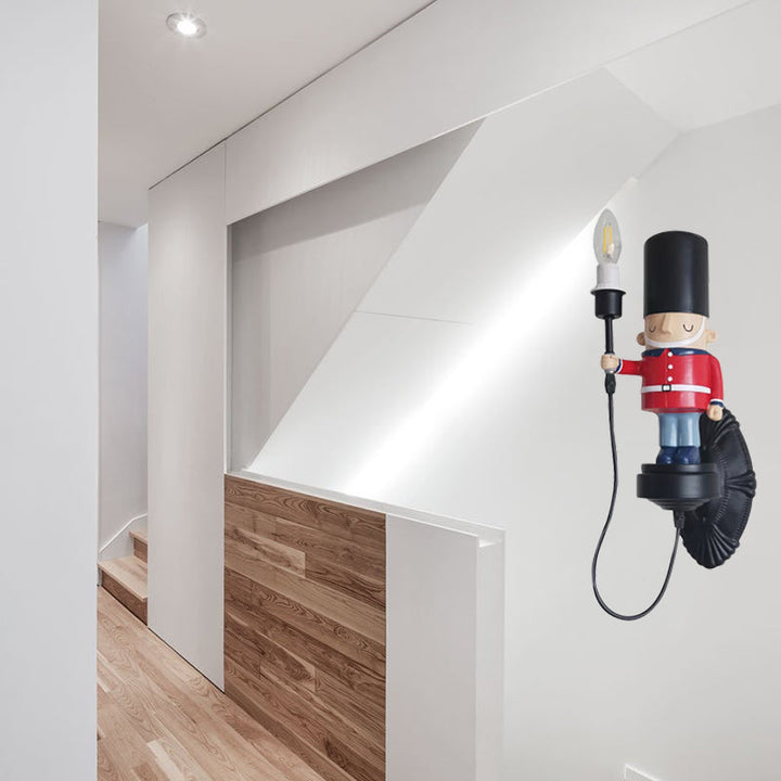 Skørter | Resin Soldier Wall Lamp with Candle 1 Head Cardboard Wall Lamp in Black for Voyer Kitchen