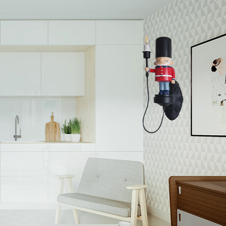Skørter | Resin Soldier Wall Lamp with Candle 1 Head Cardboard Wall Lamp in Black for Voyer Kitchen