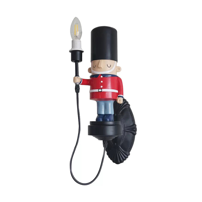 Skørter | Resin Soldier Wall Lamp with Candle 1 Head Cardboard Wall Lamp in Black for Voyer Kitchen