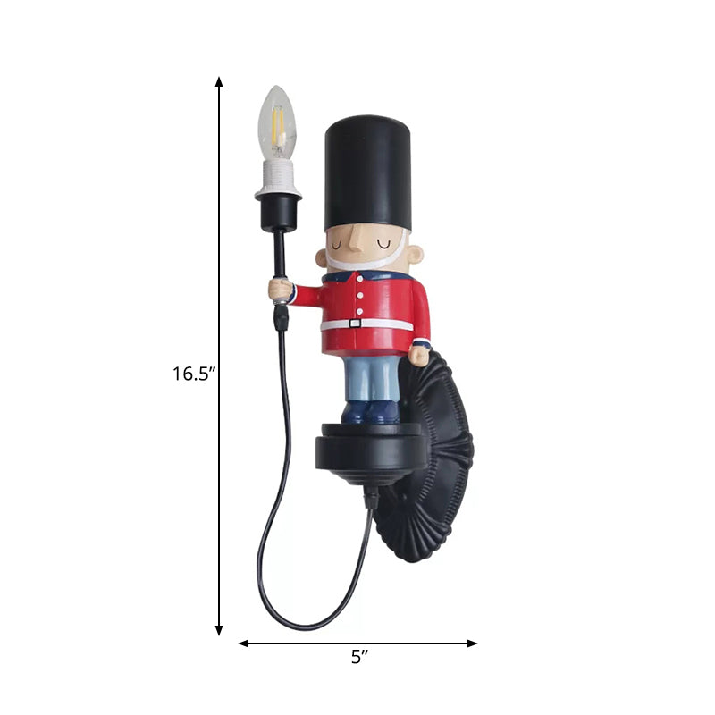 Skørter | Resin Soldier Wall Lamp with Candle 1 Head Cardboard Wall Lamp in Black for Voyer Kitchen