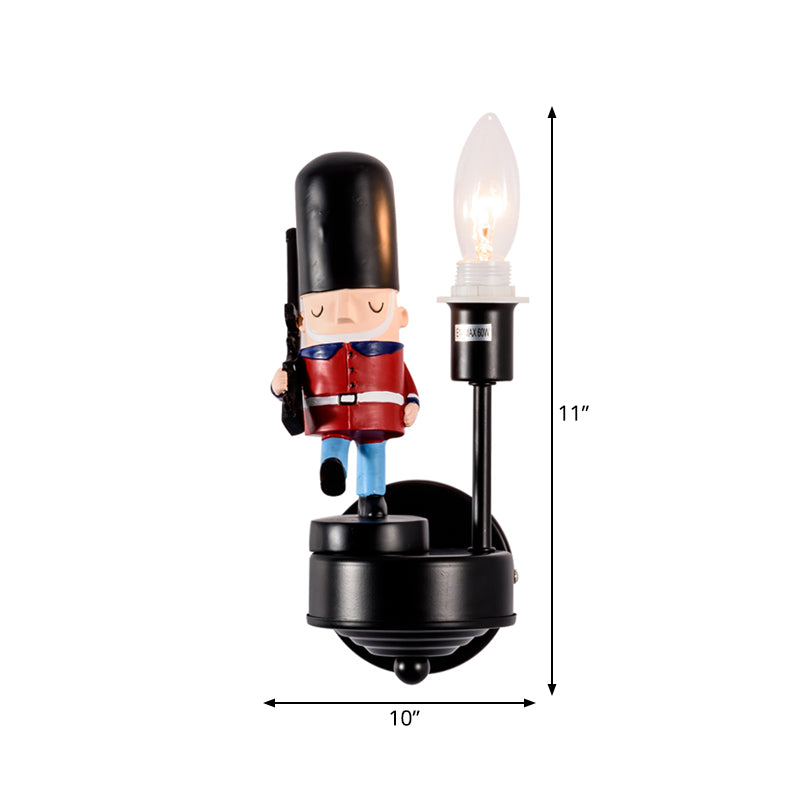 Skørter | Study Room Walking Soldier Wall Lamp Resin Single Light Kids Wall Sconces with Candle