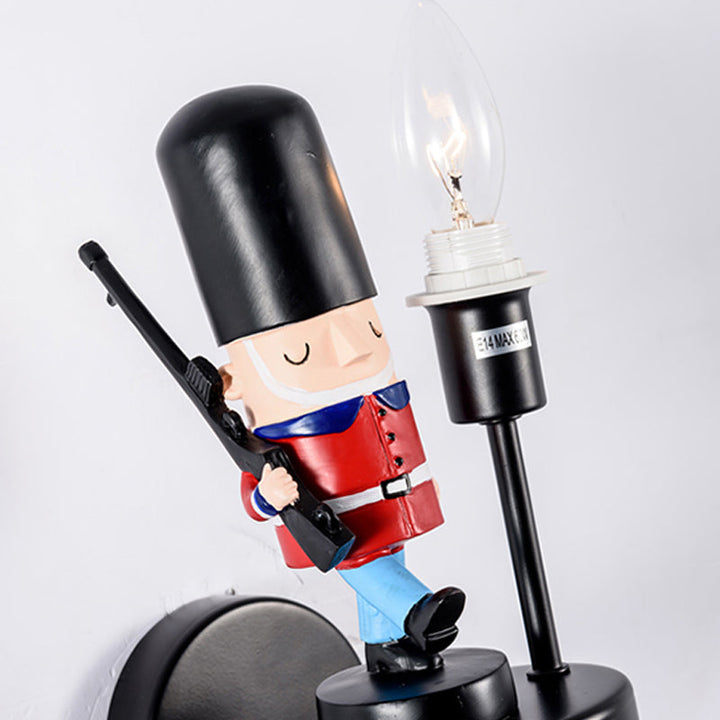 Skørter | Study Room Walking Soldier Wall Lamp Resin Single Light Kids Wall Sconces with Candle