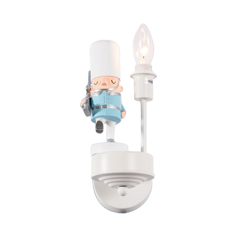 Skørter | Study Room Walking Soldier Wall Lamp Resin Single Light Kids Wall Sconces with Candle