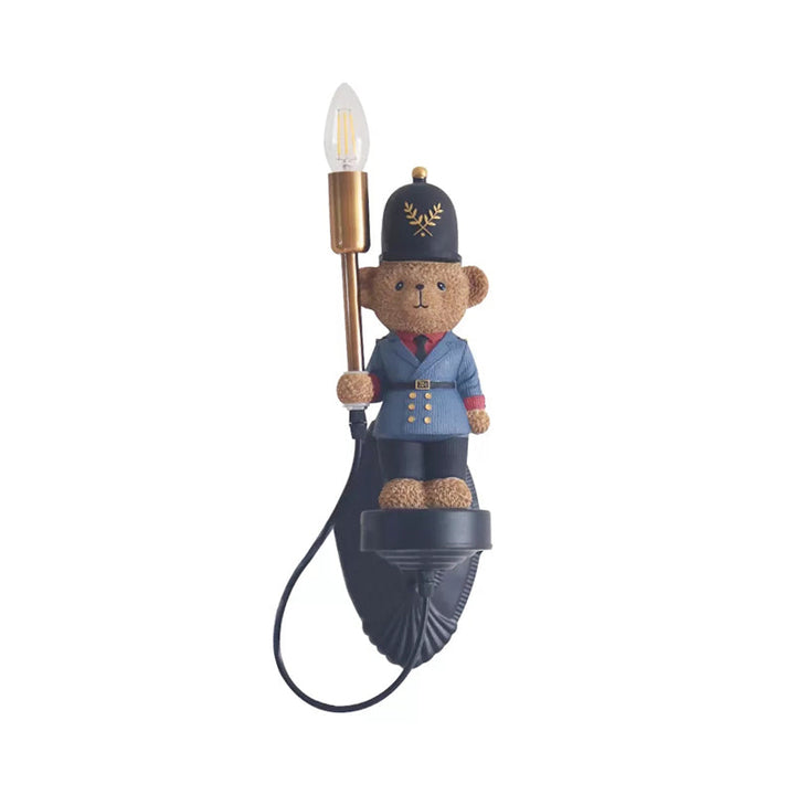Skørter | Lovely Toy Bear Wall Lamp with Candle Resin 1 Light Blue Wall Lamp for Preschool