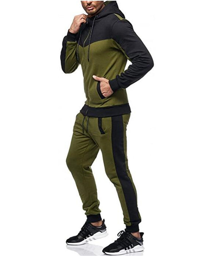 Men's sporty tracksuit set with hood and stylish contrast seams Lisslune