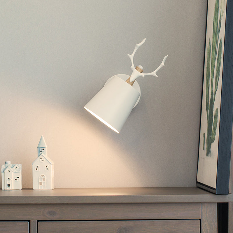 Skørter | Rotating Contemporary Deer Tax Wall Lamp Metal 1 Light White Wall Lamp for Hallway