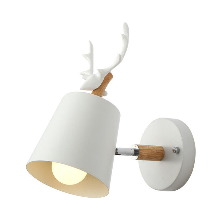 Skørter | Rotating Contemporary Deer Tax Wall Lamp Metal 1 Light White Wall Lamp for Hallway