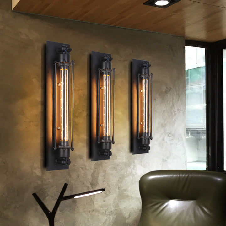 Skørter | Iron Wall Light in Tube Shape Industrial 1 Bulb Hallway Wall Light in Black