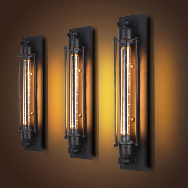 Skørter | Iron Wall Light in Tube Shape Industrial 1 Bulb Hallway Wall Light in Black