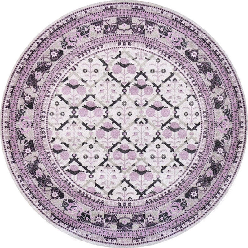 Lisslune | Ethnic Multicolor Floral Rug Synthetic Pearls Rug Non-Slip Backing Pet-Friendly Machine Washable Rug for Large Room