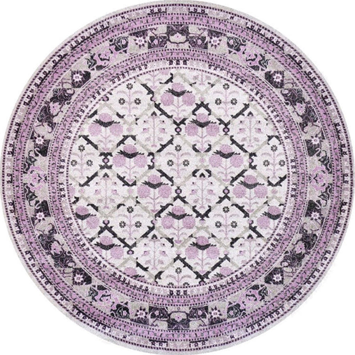 Lisslune | Ethnic Multicolor Floral Rug Synthetic Pearls Rug Non-Slip Backing Pet-Friendly Machine Washable Rug for Large Room