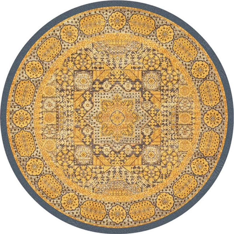 Lisslune | Ethnic Multicolor Floral Rug Synthetic Pearls Rug Non-Slip Backing Pet-Friendly Machine Washable Rug for Large Room