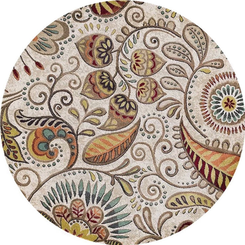 Lisslune | Ethnic Multicolor Floral Rug Synthetic Pearls Rug Non-Slip Backing Pet-Friendly Machine Washable Rug for Large Room