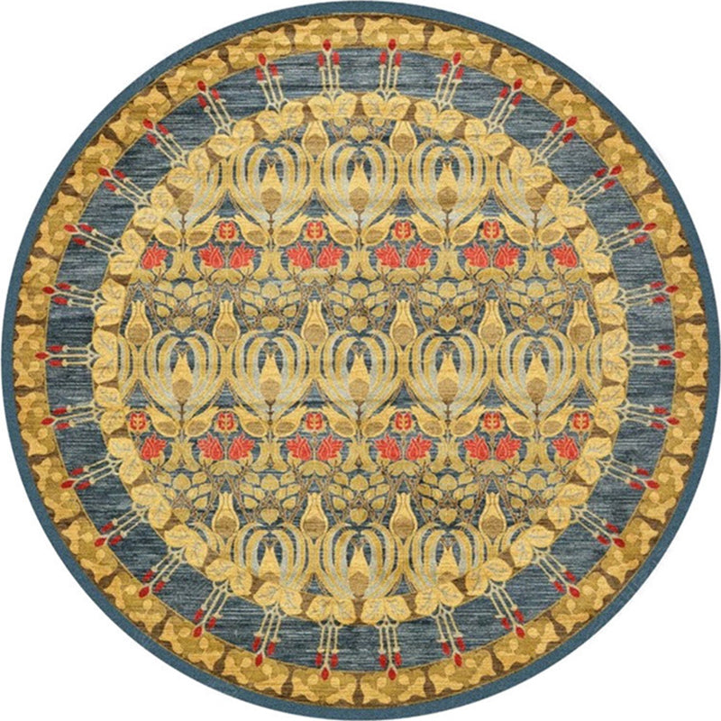 Lisslune | Ethnic Multicolor Floral Rug Synthetic Pearls Rug Non-Slip Backing Pet-Friendly Machine Washable Rug for Large Room