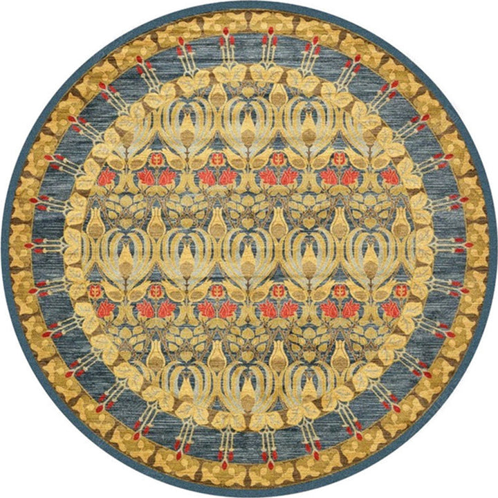 Lisslune | Ethnic Multicolor Floral Rug Synthetic Pearls Rug Non-Slip Backing Pet-Friendly Machine Washable Rug for Large Room