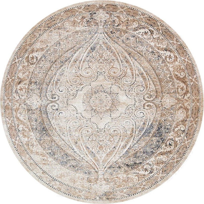 Lisslune | Ethnic Multicolor Floral Rug Synthetic Pearls Rug Non-Slip Backing Pet-Friendly Machine Washable Rug for Large Room