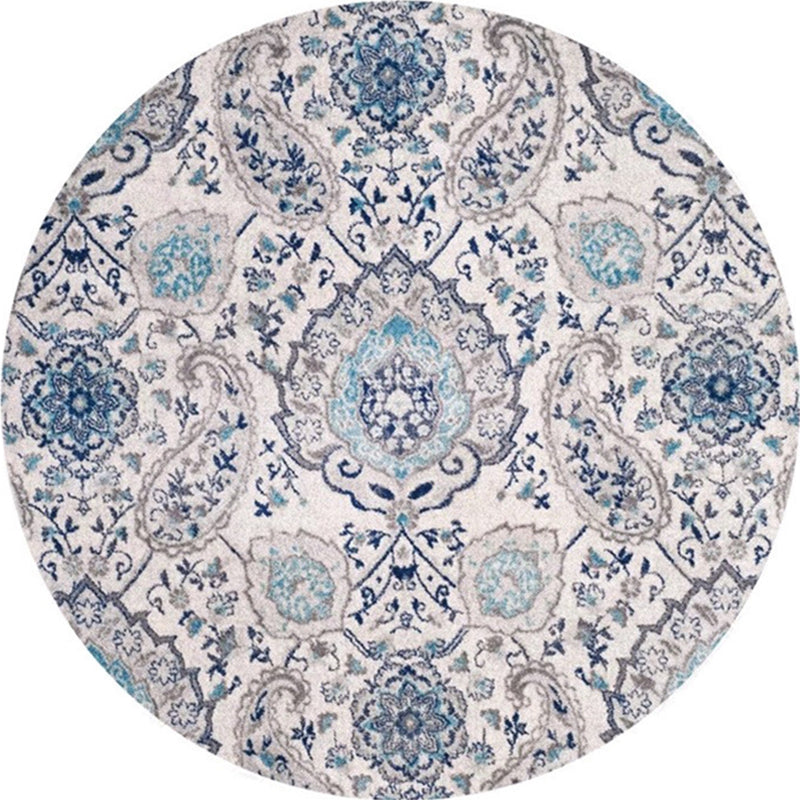 Lisslune | Ethnic Multicolor Floral Rug Synthetic Pearls Rug Non-Slip Backing Pet-Friendly Machine Washable Rug for Large Room