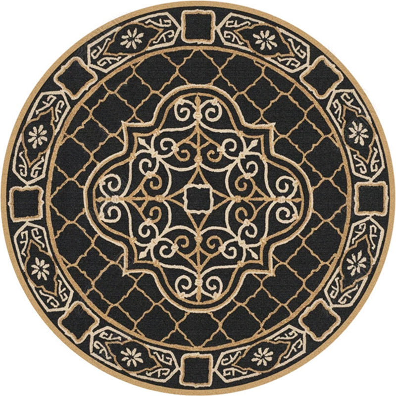 Lisslune | Ethnic Multicolor Floral Rug Synthetic Pearls Rug Non-Slip Backing Pet-Friendly Machine Washable Rug for Large Room