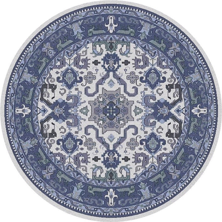 Lisslune | Ethnic Multicolor Floral Rug Synthetic Pearls Rug Non-Slip Backing Pet-Friendly Machine Washable Rug for Large Room