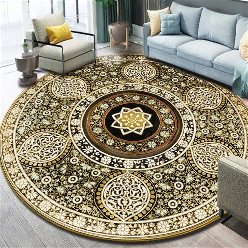 Lisslune | Ethnic Multicolor Floral Rug Synthetic Pearls Rug Non-Slip Backing Pet-Friendly Machine Washable Rug for Large Room