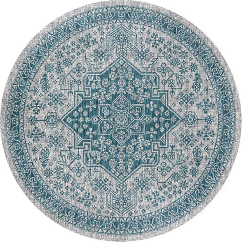 Lisslune | Ethnic Multicolor Floral Rug Synthetic Pearls Rug Non-Slip Backing Pet-Friendly Machine Washable Rug for Large Room