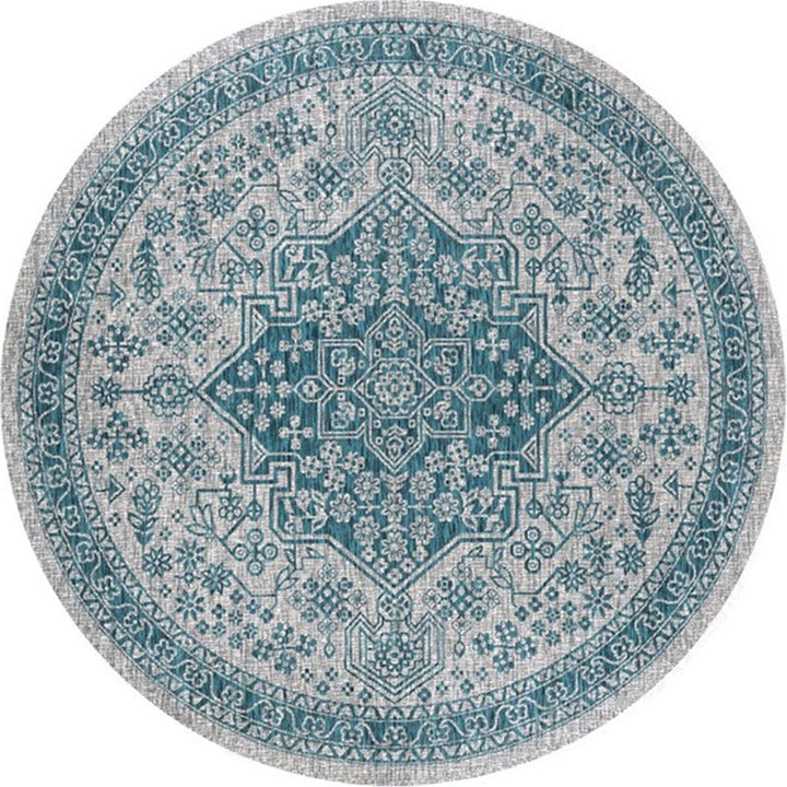 Lisslune | Ethnic Multicolor Floral Rug Synthetic Pearls Rug Non-Slip Backing Pet-Friendly Machine Washable Rug for Large Room