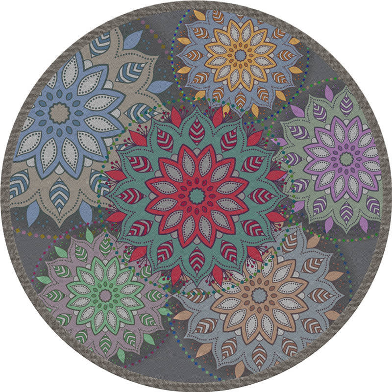 Lisslune | Exotic Moroccan Carpet Multicolored Floral Pattern Rug Non-Slip Pet-Friendly Stain-Resistant Rug for Home