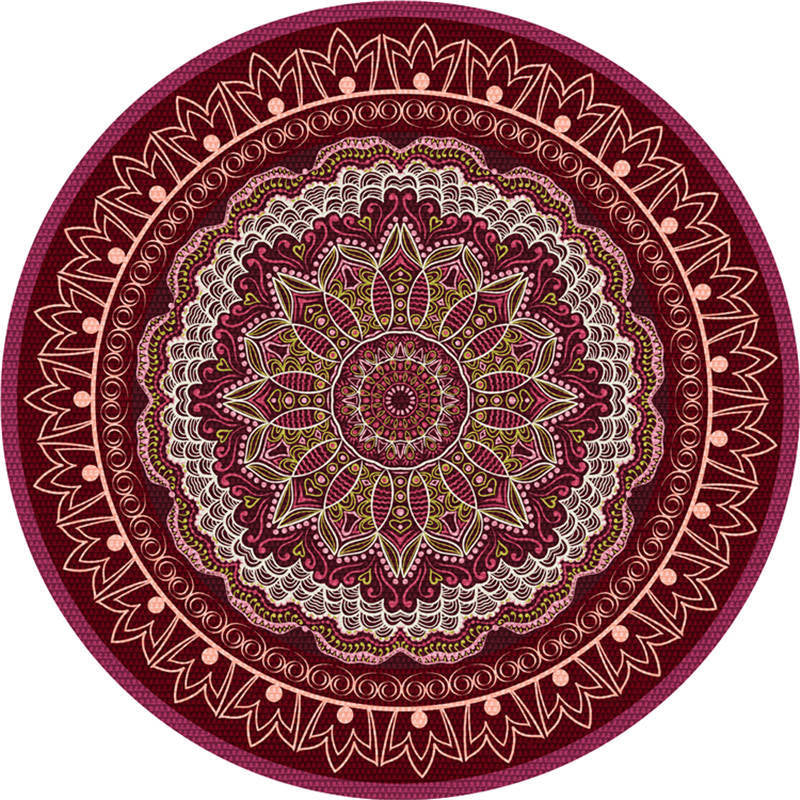 Lisslune | Moroccan Living Room Carpet Multicolored Flower Carpet Polyester Machine Washable Stain Resistant Non-Slip Backing Carpet