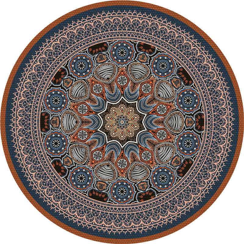 Lisslune | Moroccan Living Room Carpet Multicolored Flower Carpet Polyester Machine Washable Stain Resistant Non-Slip Backing Carpet