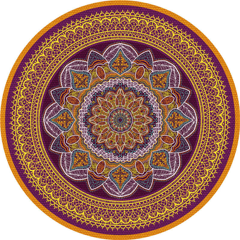 Lisslune | Moroccan Living Room Carpet Multicolored Flower Carpet Polyester Machine Washable Stain Resistant Non-Slip Backing Carpet