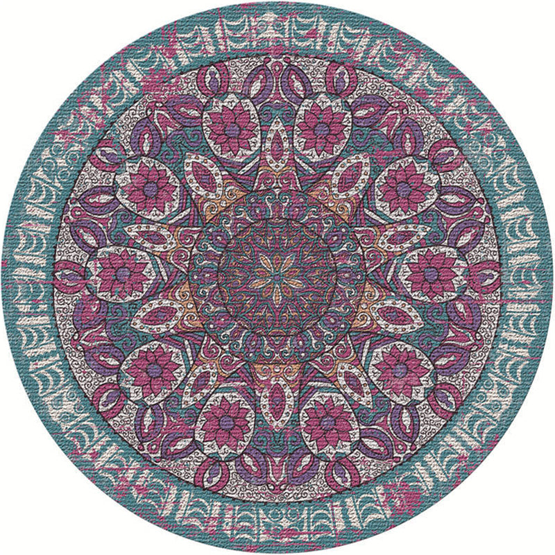 Lisslune | Moroccan Living Room Carpet Multicolored Flower Carpet Polyester Machine Washable Stain Resistant Non-Slip Backing Carpet