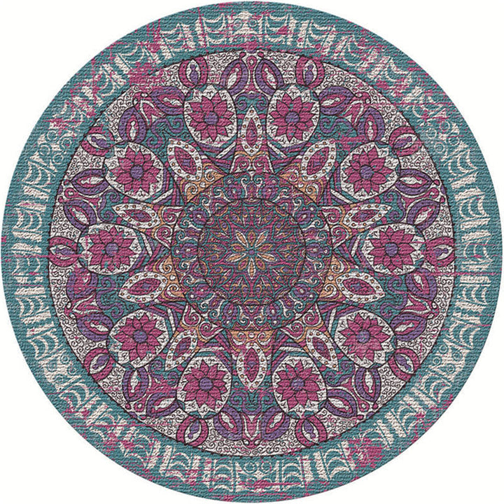 Lisslune | Moroccan Living Room Carpet Multicolored Flower Carpet Polyester Machine Washable Stain Resistant Non-Slip Backing Carpet