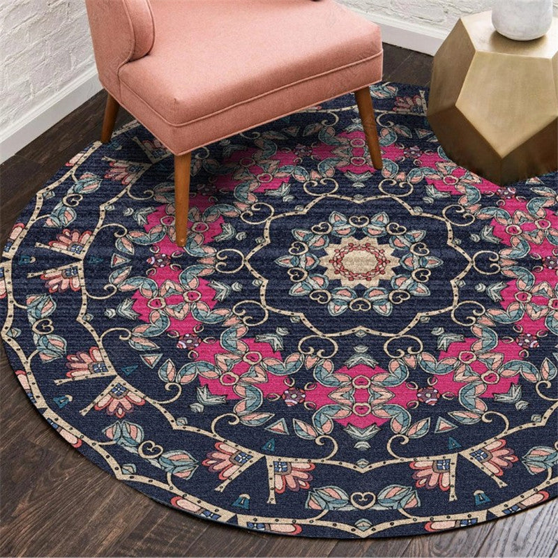 Lisslune | Moroccan Living Room Carpet Multicolored Flower Carpet Polyester Machine Washable Stain Resistant Non-Slip Backing Carpet