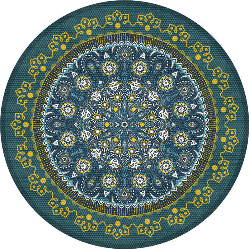 Lisslune | Moroccan Living Room Carpet Multicolored Flower Carpet Polyester Machine Washable Stain Resistant Non-Slip Backing Carpet