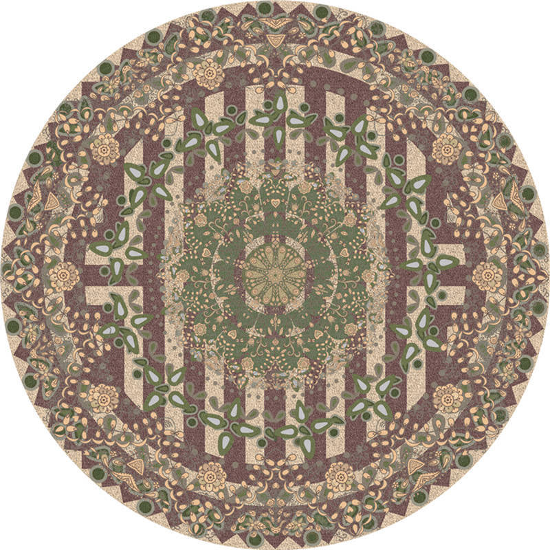 Lisslune | Moroccan Living Room Carpet Multicolored Flower Carpet Polyester Machine Washable Stain Resistant Non-Slip Backing Carpet