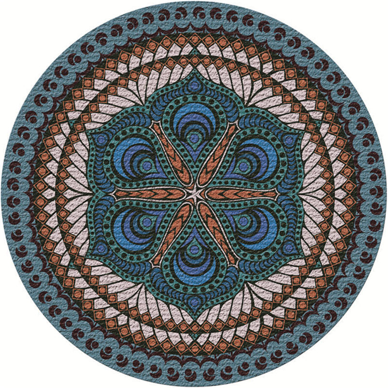 Lisslune | Moroccan Living Room Carpet Multicolored Flower Carpet Polyester Machine Washable Stain Resistant Non-Slip Backing Carpet