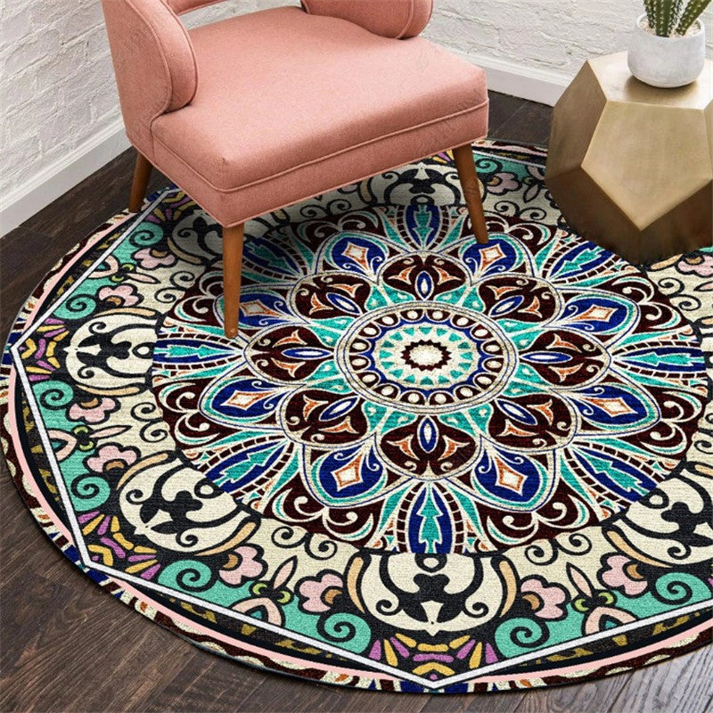 Lisslune | Moroccan Living Room Carpet Multicolored Flower Carpet Polyester Machine Washable Stain Resistant Non-Slip Backing Carpet