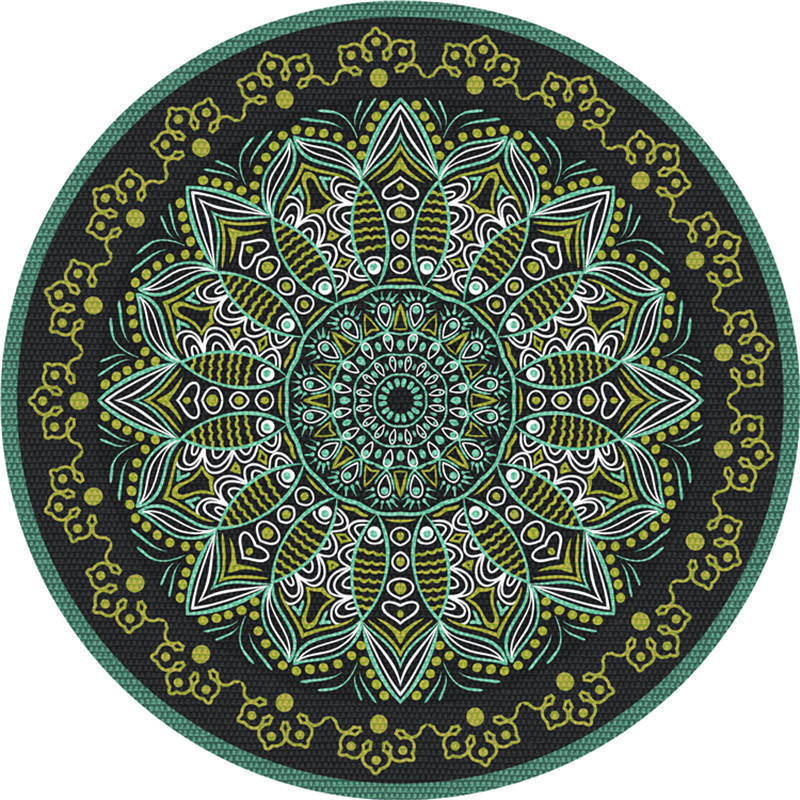Lisslune | Moroccan Living Room Carpet Multicolored Flower Carpet Polyester Machine Washable Stain Resistant Non-Slip Backing Carpet