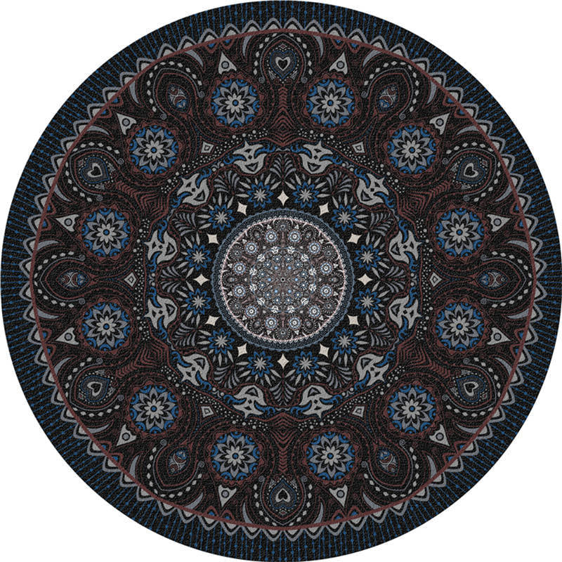 Lisslune | Moroccan Living Room Carpet Multicolored Flower Carpet Polyester Machine Washable Stain Resistant Non-Slip Backing Carpet