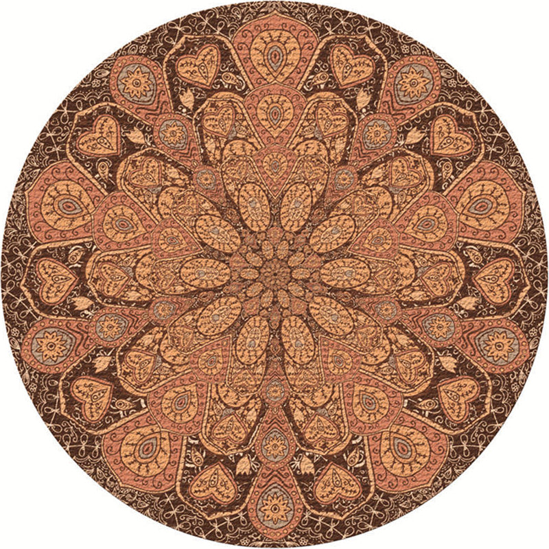 Lisslune | Moroccan Living Room Carpet Multicolored Flower Carpet Polyester Machine Washable Stain Resistant Non-Slip Backing Carpet