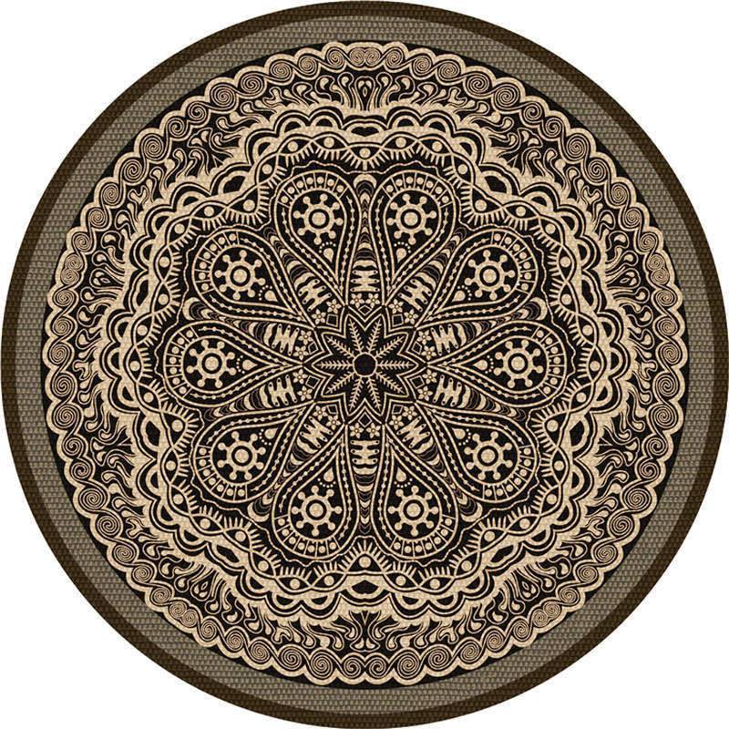 Lisslune | Moroccan Living Room Carpet Multicolored Flower Carpet Polyester Machine Washable Stain Resistant Non-Slip Backing Carpet