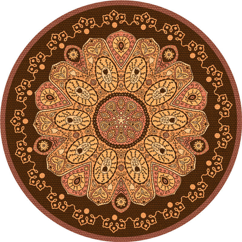 Lisslune | Moroccan Living Room Carpet Multicolored Flower Carpet Polyester Machine Washable Stain Resistant Non-Slip Backing Carpet