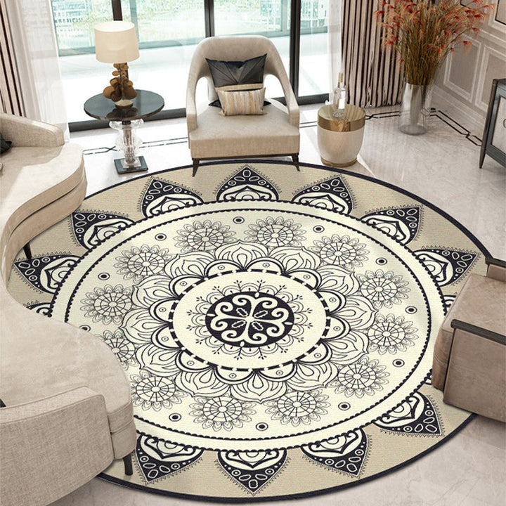 Lisslune | Moroccan Style Sunflower Rug Gray-Black Synthetic Rug Washable Non-Slip Backing Stain-Resistant Rug for Family Room