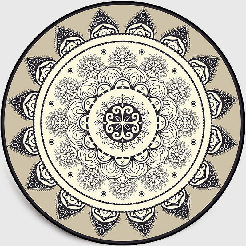 Lisslune | Moroccan Style Sunflower Rug Gray-Black Synthetic Rug Washable Non-Slip Backing Stain-Resistant Rug for Family Room