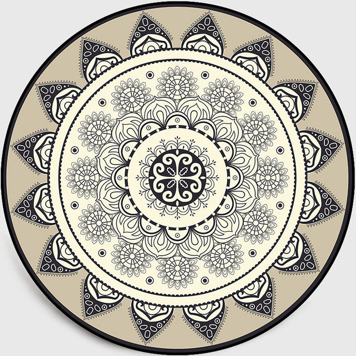 Lisslune | Moroccan Style Sunflower Rug Gray-Black Synthetic Rug Washable Non-Slip Backing Stain-Resistant Rug for Family Room