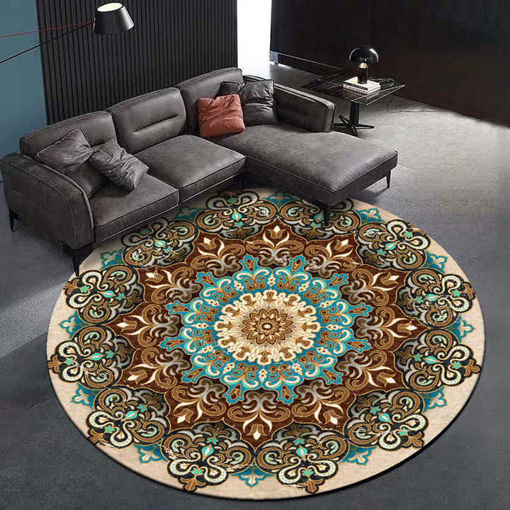 Lisslune | Multicolored Living Room Carpet Turkish Floral Swirl Rug Synthetic Non-Slip Pet-Friendly Machine Washable Carpet