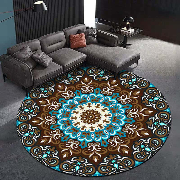 Lisslune | Multicolored Living Room Carpet Turkish Floral Swirl Rug Synthetic Non-Slip Pet-Friendly Machine Washable Carpet